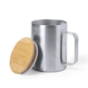 Stainless steel and bamboo mug