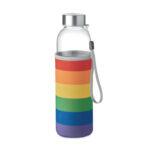 Glass bottle with rainbow sleeve
