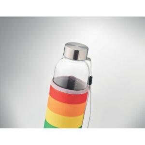 Botella de cristal con funda arcoíris